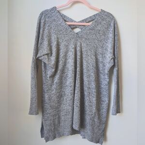 Miss Chievous Heather Gray Criss Cross Back  Oversized Sweater Size Small